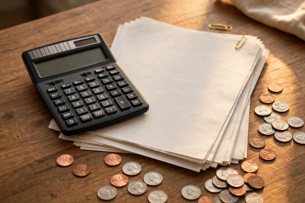 Calculadora y documentos fiscales